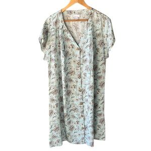 J. Jill Floral Button-Down Midi Dress - Light Blue and Brown